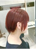 ショートボブ×ワンカラーレッド
