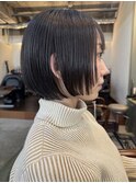 レイヤーボブ/透明感カラー/ボブ/顔まわりカット/暗髪