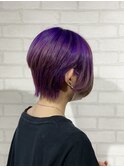 大人可愛い艶カラーカーキベージュミニウルフエンドカラー
