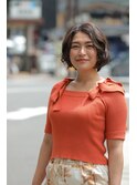 小顔ひし形 レイヤーカット 透明感カラー