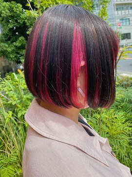 シルフ 吉祥寺(sylph) ピンクとブラックのツーセクションカラーボブ【sylph吉祥寺】