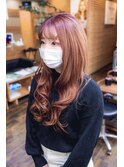 ピンクバレイヤージュのプルエクステロングスタイル!