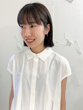 ラミエ バイ メルト 吉祥寺(lamie by melt) "久保田"切りっぱなしボブワイドバング耳かけナチュラルブラウン