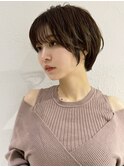 前髪あり耳掛け丸みくびれショートボブ20代30代40代50代(蘭)