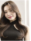 流しバング韓国ヘアレイヤーカットモテ髪オフィスヘア美髪