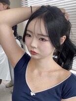 コート 表参道(Cote)&nbsp;韓国ヘア 2wayバング 顔まわりカットNo.1 レイヤー グレージュ