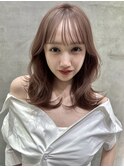 残留しないホワイトピンク×ハッシュレイヤーカット