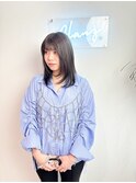 縮毛矯正ナチュラルショートダークパープルミルクブラウン鹿児島