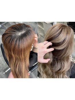 *エイジングケアブリーチ*で気になる白髪も低ダメージで"色を楽しむ"ご提案［白髪ぼかし/ハイライト/大宮］