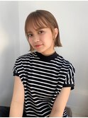 ヌーディーベージュ金髪ボブロブヘア