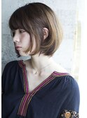 ミルクティーブラウン ふんわりボブ ひし形シルエット/横浜