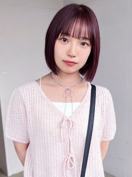 イロウ 天神大名店(IROW) チェリーブラウン 前髪カット ブリーチなしダブルカラー