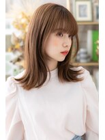 カバーヘア イヴ 戸頭店(COVER HAIR EVE)&nbsp;外ハネレイヤーミディアム韓国風暖色系カラーa戸頭20代30代40代