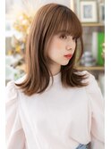 外ハネレイヤーミディアム韓国風暖色系カラーa戸頭20代30代40代