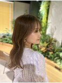 ロング、韓国風、編み込み、簡単ヘアアレンジ、透明感カラー