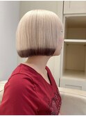 9675ホワイトアッシュミルクティーアッシュ袖カラーショートボブ
