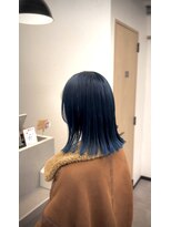 リノショアーズ 元町店(RINOSHORES)&nbsp;外ハネくびれミディ/ケアブリーチ/ネイビーブルー