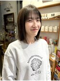 切りっぱなしボブ×オリーブグレージュ◎