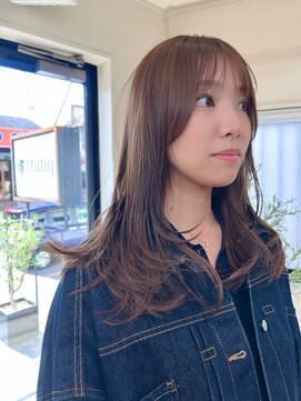 トランク ヘアー デザイン(tranq hair design) 大人可愛いブリーチなし透明感ベージュカラー顔周りレイヤー