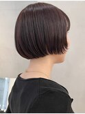 20代30代ミニボブ切りっぱなしボブぱっつん前髪シースルー顔周り