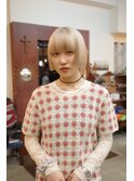 ケアブリーチミルクティーベージュブロンドベージュヘイリーボブ