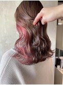 インナーカラー/ブリーチありダブルカラー/フェイスフレーミング