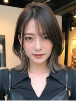 ロッソ 大橋店(Rosso) 暗髪とベージュの耳かけボブ【大橋】