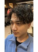 キレイめ黒髪ツーブロック刈り上げ波巻きスパイラルパーマ I