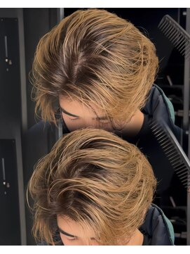 ステラ(STELLA) メンズ/バレイヤージュ/センターパート/ブリーチ＆ダブルカラー