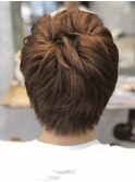 束感波巻きハイライトマッシュパーマウルフマットブラウン所沢