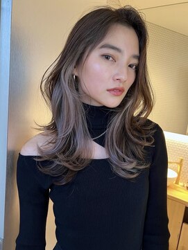 サイン 表参道(SIGN) インナーカラーイヤリングカラーレイヤーカットミディアムヘア