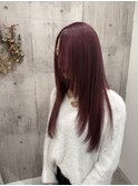ワインレッドカラー／レイヤーカット