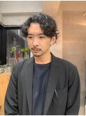 くせ毛カット、パーマ風ウルフカット、メンズウルフ