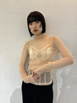 メゾンアクア 表参道(Maison ACQUA) ◎ミニボブウルフカットワイドバングブルーブラック