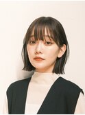 ボブ　ホワイトグレージュ　デジタルパーマ　チェリーブラウン