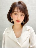 耳かけショートボブ似合わせカット30代40代チェリーブラウン