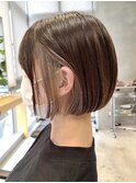 調布インナーカラーミルクティーベージュブリーチミニボブ20代