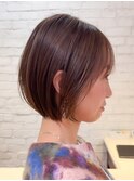 武蔵小杉大人丸みショートボブ透明感カラーベージュブラウン