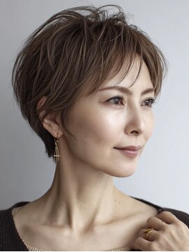 ハーツ(Heart's) 白髪ぼかし脱白髪染め似合わせショートボブ40代50代60代