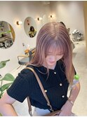 ミルクティーベージュハイトーン韓国ミディアムレイヤー渋谷駅