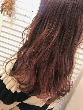 ヘアーアンドメイク ルシア 梅田茶屋町店(hair and make lucia) さり気なくインナーカラーを☆くすみピンク