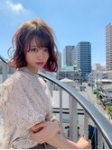 ミディアムボブ/インナーカラーピンク【静岡】