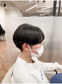 ショートヘア_マロンベージュ Aラインボブ かきあげ
