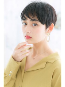 ミック ヘアアンドメイク アップ 駒込店(miq Hair&Make up) 大人かっこいい黒髪ブルーグレージュ小顔束感ショートb1