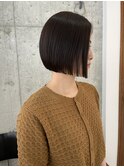 ミニボブ　切りっぱなし　前下がりボブ　艶カラー　岐阜美容室