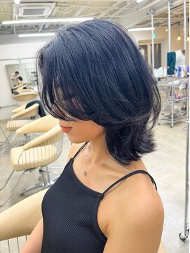 ファンド 千葉(fand) ミディアムヘアグレージュカラーハイライトカラー白髪ぼかし