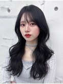 メルティカラー似合わせカットフェミニンロング韓国レイヤー
