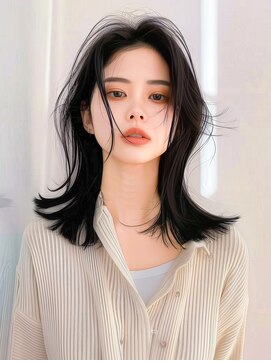 ラベスト キョウト(LOVEST) ハイレイヤー/ウルフヘア/アッシュブラウン/センターパート