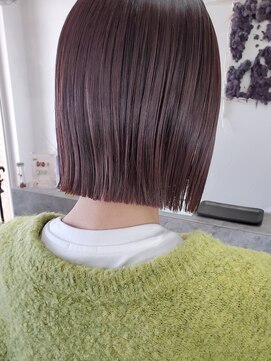 ヘアーグロウニコ(hair grow nico...) 暖色系カラー+ぷつっとボブ ※髪質改善※ハイライト※白髪ぼかし