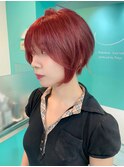 レイヤーショート/赤髪/ダブルカラー/20代/30代/40代